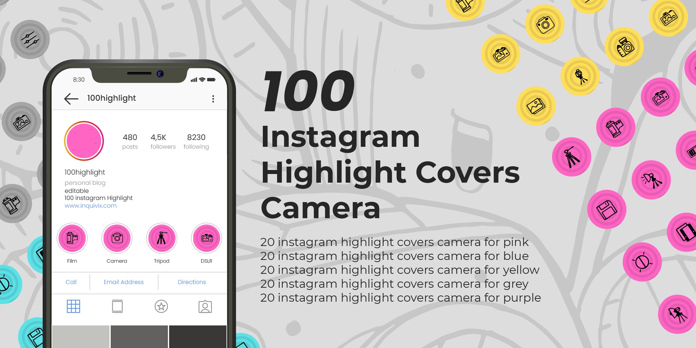 Instagram Highlight Covers Camera: 100 Free Templates